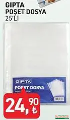 GIPTA POŞET DOSYA 25'Lİ indirimli fiyat GIPTA POŞET DOSYA 25'Lİ fiyat ve kampanya bilgisi